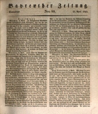 Bayreuther Zeitung Samstag 11. April 1840