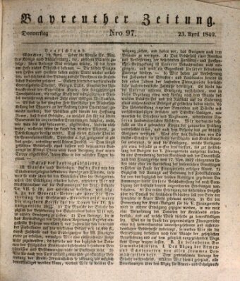 Bayreuther Zeitung Donnerstag 23. April 1840