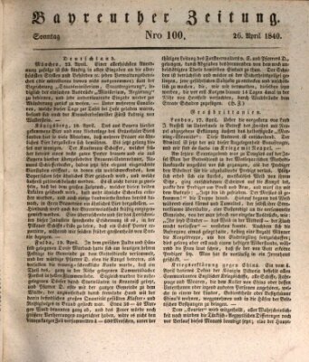 Bayreuther Zeitung Sonntag 26. April 1840