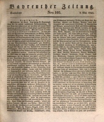 Bayreuther Zeitung Samstag 2. Mai 1840