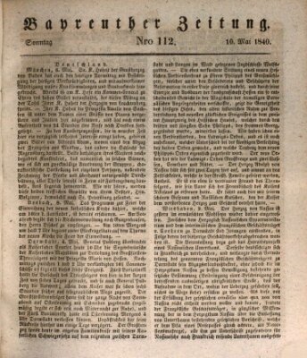 Bayreuther Zeitung Sonntag 10. Mai 1840