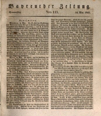 Bayreuther Zeitung Donnerstag 14. Mai 1840