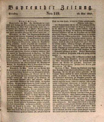 Bayreuther Zeitung Dienstag 19. Mai 1840