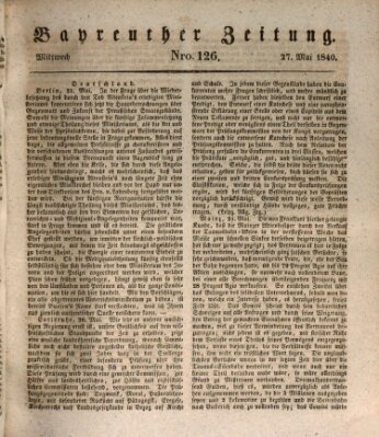 Bayreuther Zeitung Mittwoch 27. Mai 1840