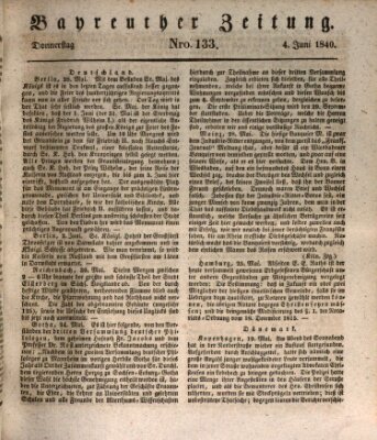 Bayreuther Zeitung Donnerstag 4. Juni 1840