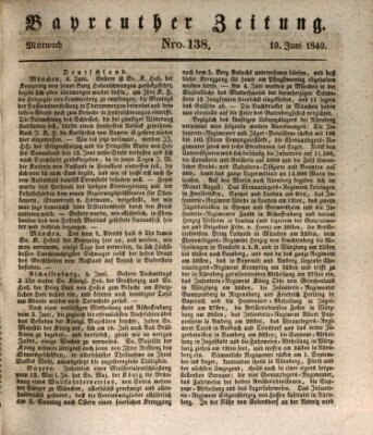 Bayreuther Zeitung Mittwoch 10. Juni 1840