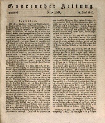 Bayreuther Zeitung Mittwoch 24. Juni 1840