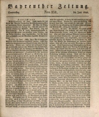 Bayreuther Zeitung Mittwoch 24. Juni 1840