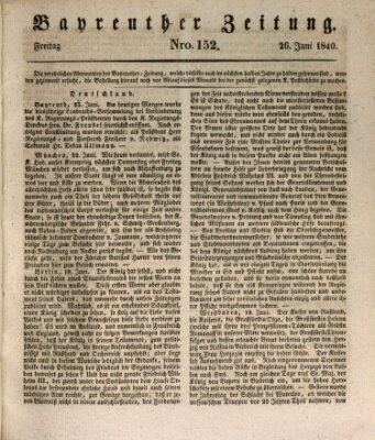 Bayreuther Zeitung Freitag 26. Juni 1840