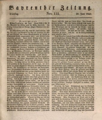 Bayreuther Zeitung Dienstag 30. Juni 1840