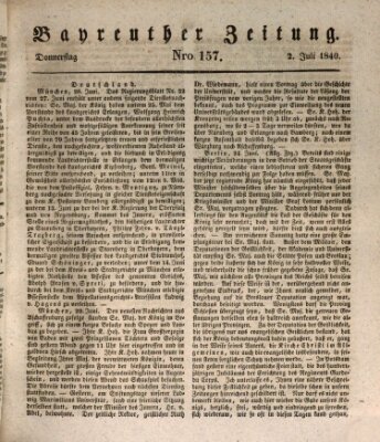 Bayreuther Zeitung Donnerstag 2. Juli 1840