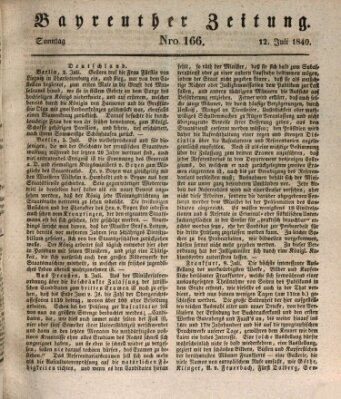 Bayreuther Zeitung Sonntag 12. Juli 1840