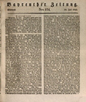 Bayreuther Zeitung Mittwoch 22. Juli 1840