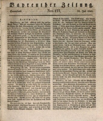 Bayreuther Zeitung Samstag 25. Juli 1840