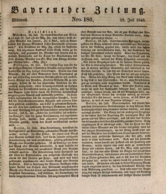 Bayreuther Zeitung Mittwoch 29. Juli 1840