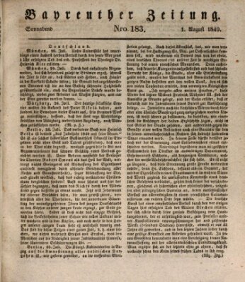 Bayreuther Zeitung Samstag 1. August 1840