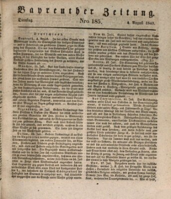 Bayreuther Zeitung Dienstag 4. August 1840