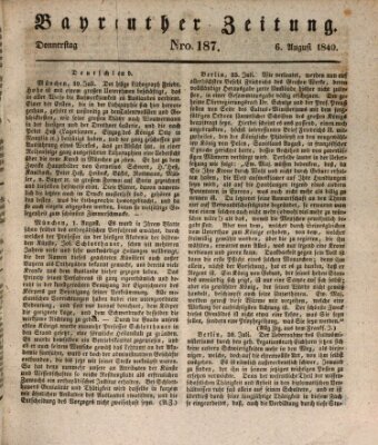 Bayreuther Zeitung Donnerstag 6. August 1840