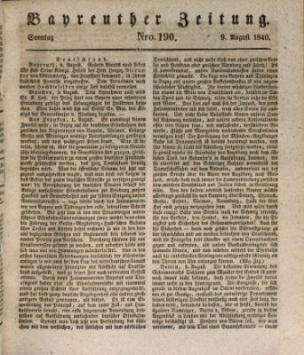 Bayreuther Zeitung Sonntag 9. August 1840