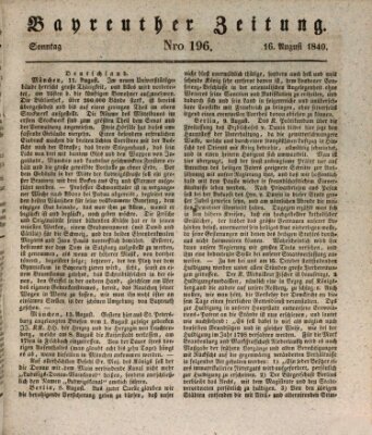 Bayreuther Zeitung Sonntag 16. August 1840