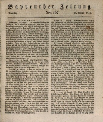 Bayreuther Zeitung Dienstag 18. August 1840