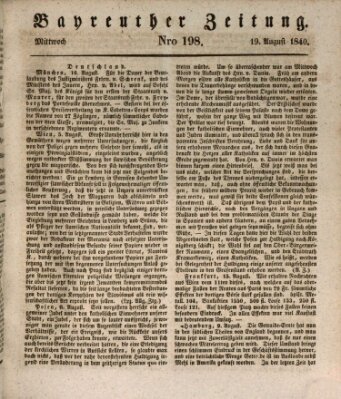 Bayreuther Zeitung Mittwoch 19. August 1840