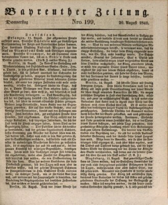 Bayreuther Zeitung Donnerstag 20. August 1840