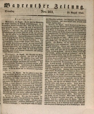 Bayreuther Zeitung Dienstag 25. August 1840