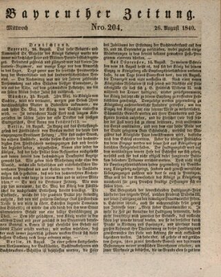 Bayreuther Zeitung Mittwoch 26. August 1840