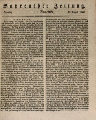 Bayreuther Zeitung Sonntag 30. August 1840