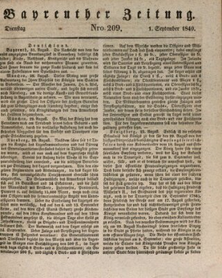 Bayreuther Zeitung Dienstag 1. September 1840