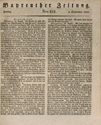 Bayreuther Zeitung Freitag 4. September 1840