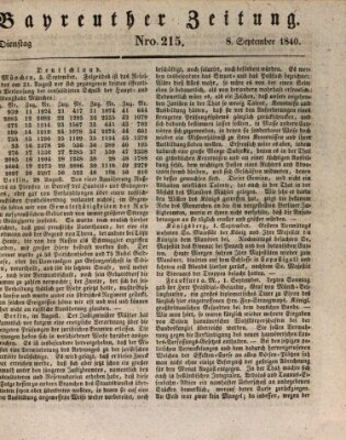 Bayreuther Zeitung Dienstag 8. September 1840