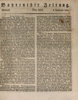 Bayreuther Zeitung Mittwoch 9. September 1840