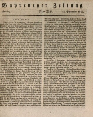 Bayreuther Zeitung Freitag 11. September 1840