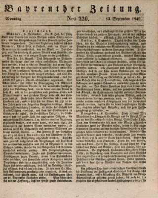 Bayreuther Zeitung Sonntag 13. September 1840