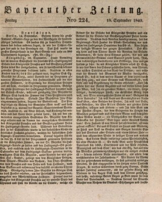 Bayreuther Zeitung Freitag 18. September 1840