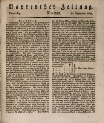 Bayreuther Zeitung Donnerstag 24. September 1840