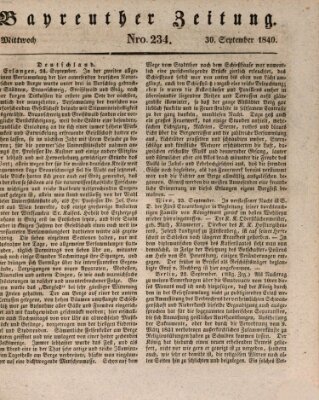 Bayreuther Zeitung Mittwoch 30. September 1840