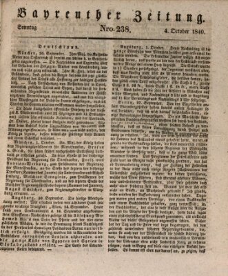 Bayreuther Zeitung Sonntag 4. Oktober 1840