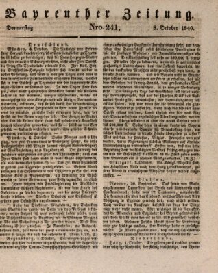 Bayreuther Zeitung Donnerstag 8. Oktober 1840