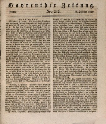 Bayreuther Zeitung Freitag 9. Oktober 1840