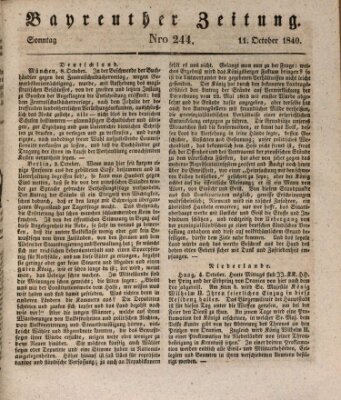 Bayreuther Zeitung Sonntag 11. Oktober 1840