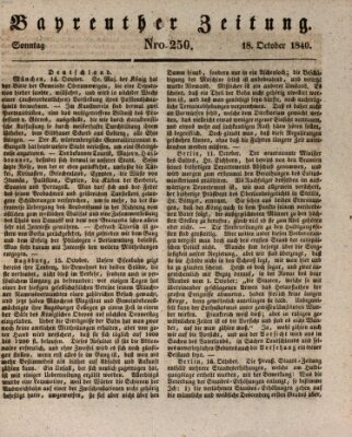 Bayreuther Zeitung Sonntag 18. Oktober 1840