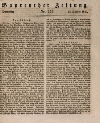 Bayreuther Zeitung Donnerstag 22. Oktober 1840