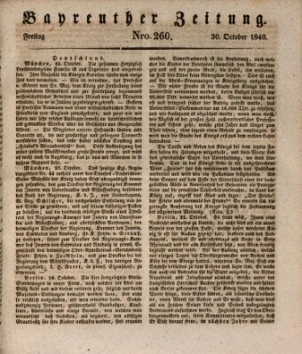 Bayreuther Zeitung Freitag 30. Oktober 1840