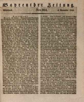 Bayreuther Zeitung Mittwoch 4. November 1840