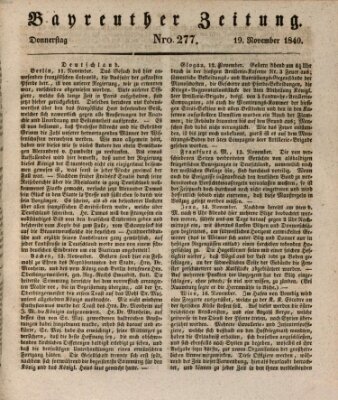 Bayreuther Zeitung Donnerstag 19. November 1840