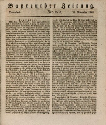 Bayreuther Zeitung Samstag 21. November 1840