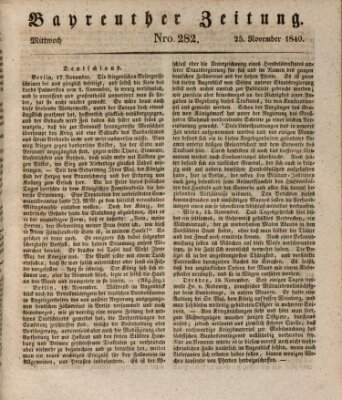 Bayreuther Zeitung Mittwoch 25. November 1840